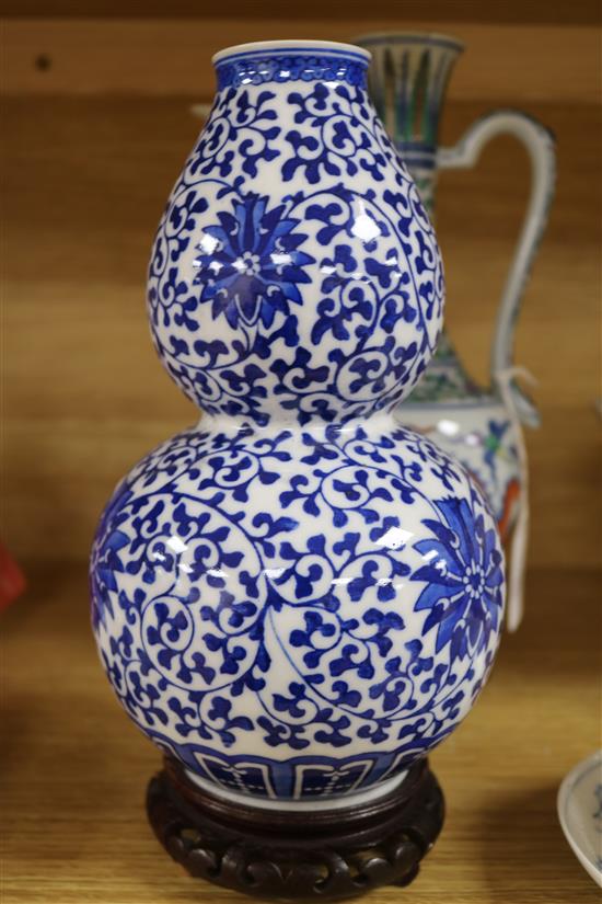 A Chinese doucai ewer and a blue and white vase